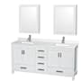 Wyndham Collection Sheffield 72" Free Standing Double Basin Vanity Set with Cabinet, Quartz Vanity Top, and Medicine Cabinet White / Giotto Quartz Top / Brushed Chrome Hardware