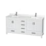 Wyndham Collection Sheffield 72" Free Standing Double Basin Vanity Set with Cabinet and Quartz Vanity Top White / Giotto Quartz Top / Brushed Chrome Hardware