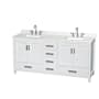 Wyndham Collection Sheffield 72" Free Standing Double Basin Vanity Set with Cabinet and Quartz Vanity Top White / Giotto Quartz Top / Brushed Chrome Hardware