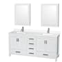 Wyndham Collection Sheffield 72" Free Standing Double Basin Vanity Set with Cabinet, Quartz Vanity Top, and Medicine Cabinet White / White Quartz Top / Brushed Chrome Hardware