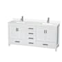Wyndham Collection Sheffield 72" Free Standing Double Basin Vanity Set with Cabinet and Quartz Vanity Top White / White Quartz Top / Brushed Chrome Hardware