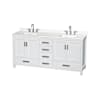 Wyndham Collection Sheffield 72" Free Standing Double Basin Vanity Set with Cabinet and Quartz Vanity Top White / White Quartz Top / Brushed Chrome Hardware