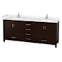 Wyndham Collection Sheffield 80" Free Standing Double Basin Vanity Set with Cultured Marble Vanity Top Espresso / Carrara Cultured Marble Top / Brushed Chrome Hardware