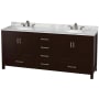 Espresso / White Carrara Marble Top / Brushed Chrome Hardware