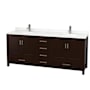Wyndham Collection Sheffield 80" Free Standing Double Basin Vanity Set with Cabinet and Quartz Vanity Top Espresso / Giotto Quartz Top / Brushed Chrome Hardware