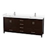 Wyndham Collection Sheffield 80" Free Standing Double Basin Vanity Set with Cultured Marble Vanity Top Espresso / White Cultured Marble Top / Brushed Chrome Hardware