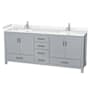Wyndham Collection Sheffield 80" Free Standing Double Basin Vanity Set with Cultured Marble Vanity Top Gray / Carrara Cultured Marble Top / Brushed Chrome Hardware