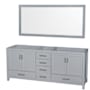 Wyndham Collection Sheffield 79" Double Free Standing Vanity Cabinet Only - Less Vanity Top Gray