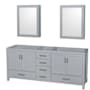 Wyndham Collection Sheffield 79" Double Free Standing Vanity Cabinet Only - Less Vanity Top Gray