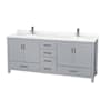 Wyndham Collection Sheffield 80" Free Standing Double Basin Vanity Set with Cabinet and Quartz Vanity Top Gray / Giotto Quartz Top / Brushed Chrome Hardware