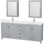 Gray / White Cultured Marble Top / Brushed Chrome Hardware