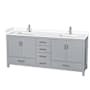 Wyndham Collection Sheffield 80" Free Standing Double Basin Vanity Set with Cultured Marble Vanity Top Gray / White Cultured Marble Top / Brushed Chrome Hardware