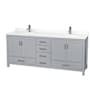 Wyndham Collection Sheffield 80" Free Standing Double Basin Vanity Set with Cabinet and Quartz Vanity Top Gray / White Quartz Top / Brushed Chrome Hardware