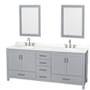 Gray / White Quartz Top / Brushed Chrome Hardware