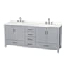 Gray / White Quartz Top / Brushed Chrome Hardware