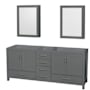 Wyndham Collection Sheffield 79" Double Free Standing Vanity Cabinet Only - Less Vanity Top Dark Gray / Brushed Chrome Hardware