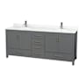 Wyndham Collection Sheffield 80" Free Standing Double Basin Vanity Set with Cabinet and Quartz Vanity Top Dark Gray / Giotto Quartz Top / Brushed Chrome Hardware