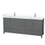 Wyndham Collection Sheffield 80" Free Standing Double Basin Vanity Set with Cultured Marble Vanity Top Dark Gray / White Cultured Marble Top / Brushed Chrome Hardware