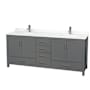 Wyndham Collection Sheffield 80" Free Standing Double Basin Vanity Set with Cabinet and Quartz Vanity Top Dark Gray / White Quartz Top / Brushed Chrome Hardware