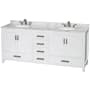 White / White Carrara Marble Top / Brushed Chrome Hardware