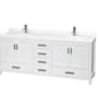 Wyndham Collection Sheffield 80" Free Standing Double Basin Vanity Set with Cabinet and Quartz Vanity Top White / Giotto Quartz Top / Brushed Chrome Hardware