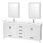 Wyndham Collection Sheffield 80" Free Standing Double Basin Vanity Set with Hardwood Cabinet, Cultured Marble Vanity Top, and Medicine Cabinets White / White Cultured Marble Top / Brushed Chrome Hardware