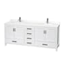 Wyndham Collection Sheffield 80" Free Standing Double Basin Vanity Set with Cabinet and Quartz Vanity Top White / White Quartz Top / Brushed Chrome Hardware