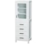 Wyndham Collection Sheffield 71-1/4" Hardwood Free Standing Bathroom Linen Tower White / Brushed Chrome Hardware