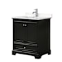 Wyndham Collection Deborah 30" Free Standing Single Basin Vanity Set with Cultured Marble Vanity Top Dark Espresso / Carrara Cultured Marble Top / Polished Chrome Hardware
