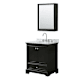 Wyndham Collection Deborah 30" Free Standing Single Vanity Set with Wood Cabinet, Marble Vanity Top, and Medicine Cabinet Dark Espresso / White Carrara Marble Top / Polished Chrome Hardware