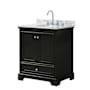 Wyndham Collection Deborah 30" Free Standing Single Vanity Set with Wood Cabinet and Marble Vanity Top Dark Espresso / White Carrara Marble Top / Polished Chrome Hardware