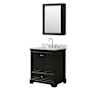 Wyndham Collection Deborah 30" Free Standing Single Vanity Set with Wood Cabinet, Marble Vanity Top, and Medicine Cabinet Dark Espresso / White Carrara Marble Top / Polished Chrome Hardware