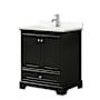 Wyndham Collection Deborah 30" Free Standing Single Basin Vanity Set with Cabinet and Quartz Vanity Top Dark Espresso / Giotto Quartz Top / Polished Chrome Hardware