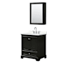 Wyndham Collection Deborah 30" Free Standing Single Basin Vanity Set with Cabinet, Quartz Vanity Top, and Medicine Cabinet Dark Espresso / Giotto Quartz Top / Polished Chrome Hardware