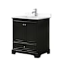 Wyndham Collection Deborah 30" Free Standing Single Basin Vanity Set with Cultured Marble Vanity Top Dark Espresso / White Cultured Marble Top / Polished Chrome Hardware