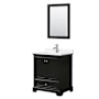 Wyndham Collection Deborah 30" Free Standing Single Basin Vanity Set with Cabinet, Quartz Vanity Top, and Framed Mirror Dark Espresso / White Quartz Top / Polished Chrome Hardware