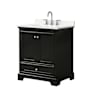 Wyndham Collection Deborah 30" Free Standing Single Basin Vanity Set with Cabinet and Quartz Vanity Top Dark Espresso / White Quartz Top / Polished Chrome Hardware