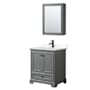 Wyndham Collection Deborah 30" Free Standing Single Basin Vanity Set with Cultured Marble Vanity Top and Framed Mirror Dark Gray / Carrara Cultured Marble Top / Matte Black Hardware