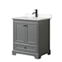 Wyndham Collection Deborah 30" Free Standing Single Basin Vanity Set with Cultured Marble Vanity Top Dark Gray / Carrara Cultured Marble Top / Matte Black Hardware