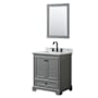 Wyndham Collection Deborah 30" Free Standing Single Vanity Set with Wood Cabinet, Marble Vanity Top, and Framed Mirror Dark Gray / White Carrara Marble Top / Matte Black Hardware