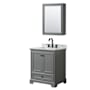 Wyndham Collection Deborah 30" Free Standing Single Vanity Set with Wood Cabinet, Marble Vanity Top, and Medicine Cabinet Dark Gray / White Carrara Marble Top / Matte Black Hardware