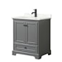 Wyndham Collection Deborah 30" Free Standing Single Basin Vanity Set with Cabinet and Quartz Vanity Top Dark Gray / Giotto Quartz Top / Matte Black Hardware