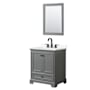 Wyndham Collection Deborah 30" Free Standing Single Basin Vanity Set with Cabinet, Quartz Vanity Top, and Framed Mirror Dark Gray / Giotto Quartz Top / Matte Black Hardware