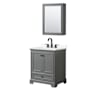Wyndham Collection Deborah 30" Free Standing Single Basin Vanity Set with Cabinet, Quartz Vanity Top, and Medicine Cabinet Dark Gray / Giotto Quartz Top / Matte Black Hardware