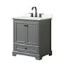 Wyndham Collection Deborah 30" Free Standing Single Basin Vanity Set with Cabinet and Quartz Vanity Top Dark Gray / Giotto Quartz Top / Matte Black Hardware