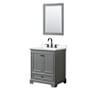 Wyndham Collection Deborah 30" Free Standing Single Basin Vanity Set with Cabinet, Quartz Vanity Top, and Framed Mirror Dark Gray / White Quartz Top / Matte Black Hardware