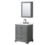 Wyndham Collection Deborah 30" Free Standing Single Basin Vanity Set with Cabinet, Quartz Vanity Top, and Medicine Cabinet Dark Gray / White Quartz Top / Matte Black Hardware
