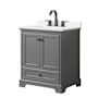 Wyndham Collection Deborah 30" Free Standing Single Basin Vanity Set with Cabinet and Quartz Vanity Top Dark Gray / White Quartz Top / Matte Black Hardware