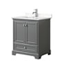 Wyndham Collection Deborah 30" Free Standing Single Basin Vanity Set with Cultured Marble Vanity Top Dark Gray / Carrara Cultured Marble Top / Polished Chrome Hardware
