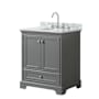 Wyndham Collection Deborah 30" Free Standing Single Vanity Set with Wood Cabinet and Marble Vanity Top Dark Gray / White Carrara Marble Top / Polished Chrome Hardware